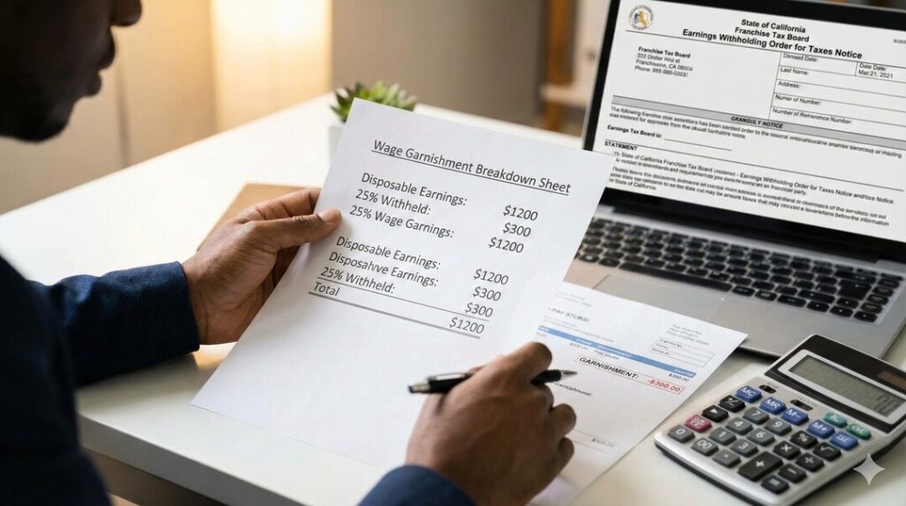 a person looking at Wage Garnishment letter