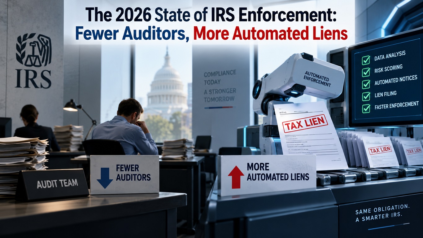The 2026 State of IRS Enforcement: Fewer Auditors, More Automated Liens
