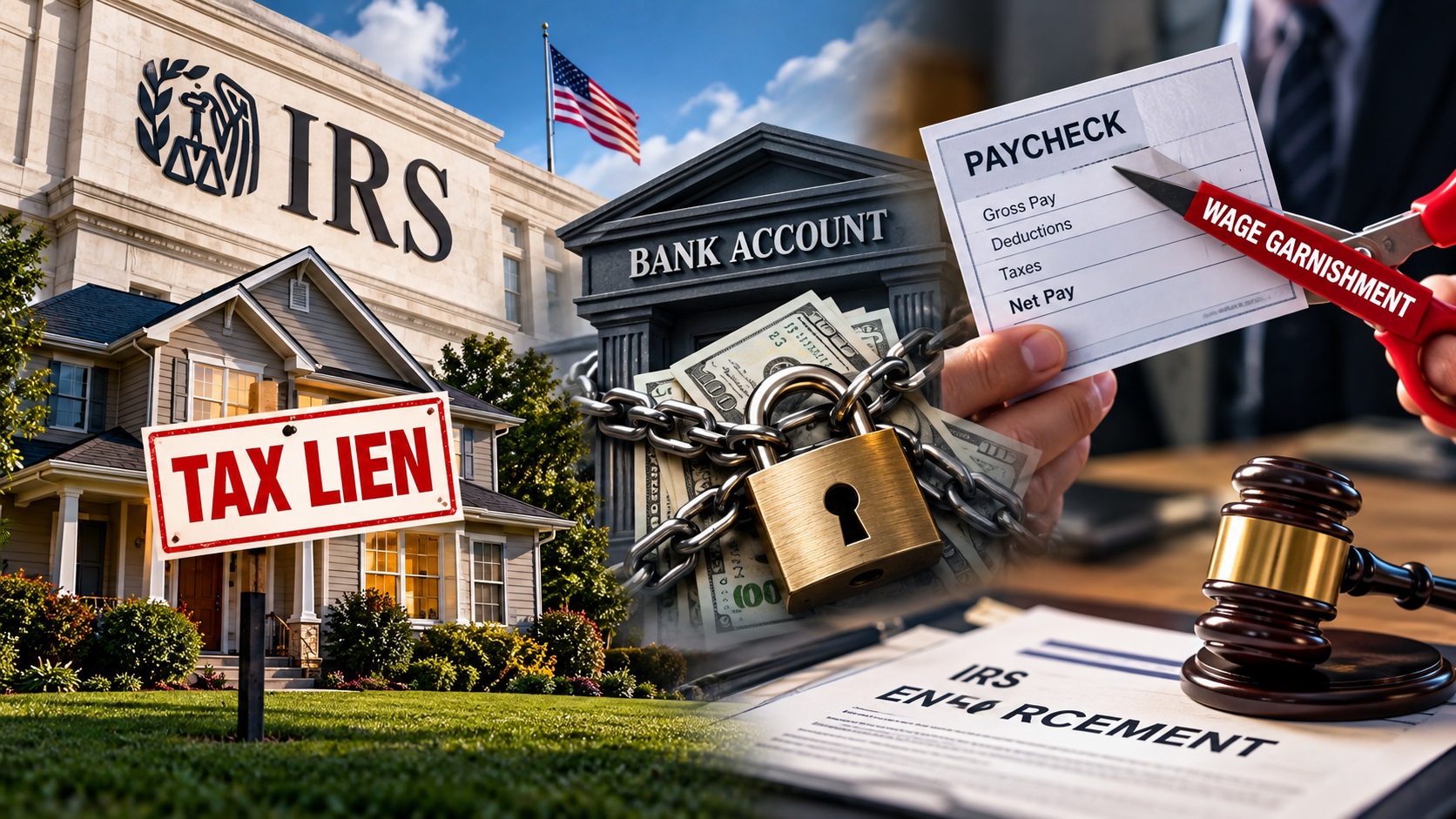 Can the IRS Take Your Home, Bank Account, or Paycheck? Understanding Tax Liens, Levies, and Wage Garnishments